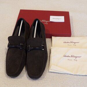 NEW IN BOX FERRAGAMO GRANDPRIX Brown Leather (Suede) Men's Drivers Size 11 EE